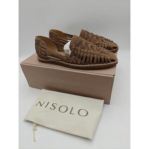 Nisolo Huarache Shoes Mens Size 11 Brown Leather Woven Slip On Sandals